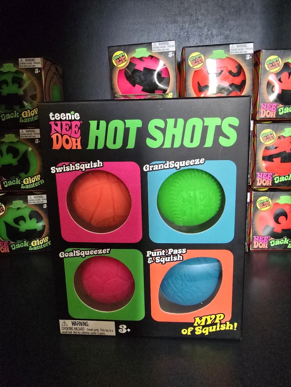 Authentic Schylling Needoh Rare Hot Shots Squish 4 PACK Squishies